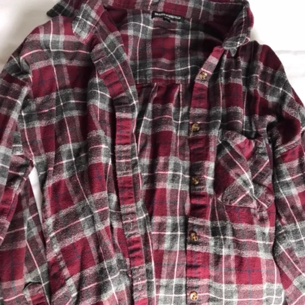 Burgundy Brandy Melville Plaid Flannel